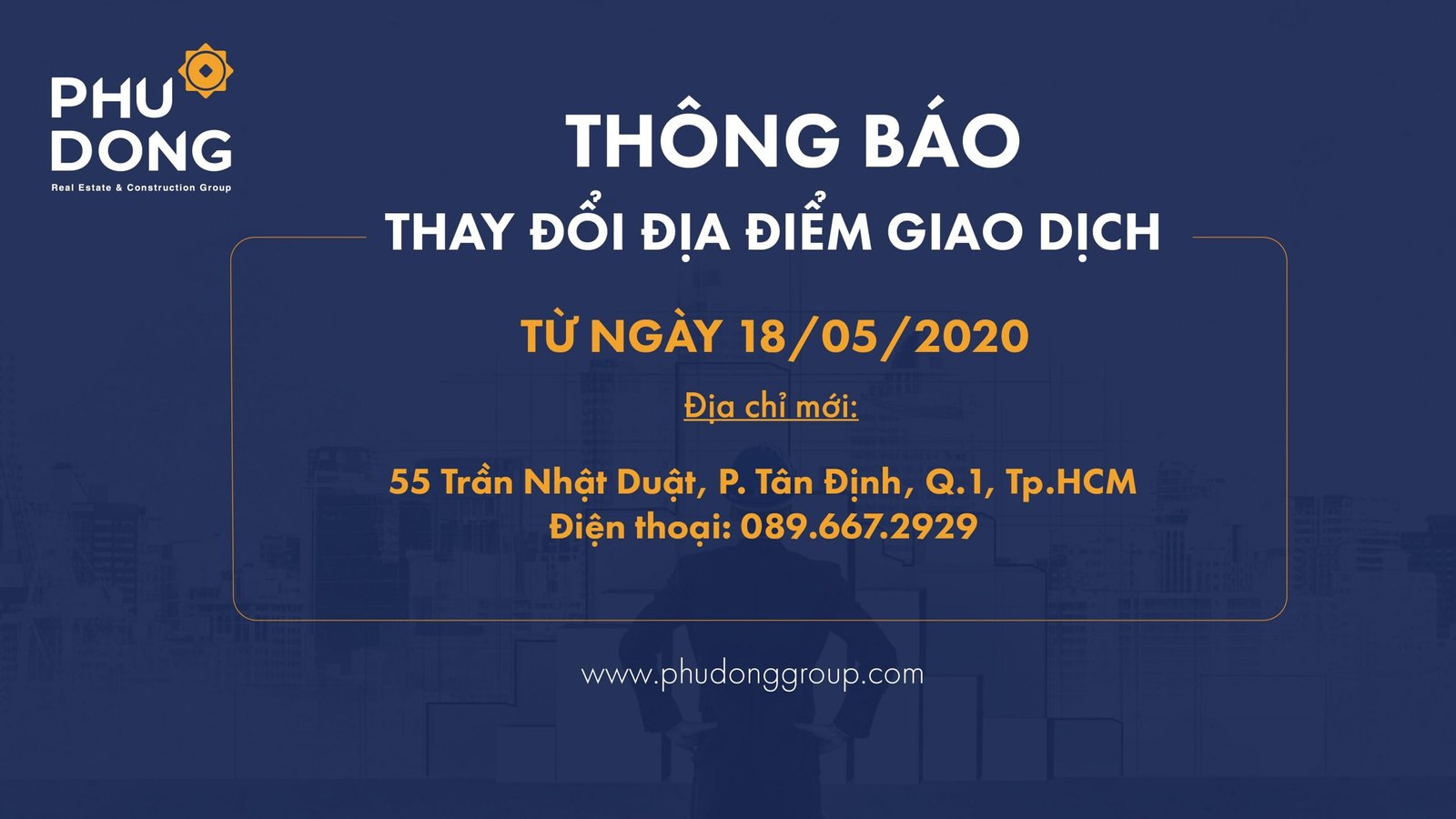 PHÚ ĐÔNG GROUP THÔNG BÁO THAY ĐỔI ĐỊA ĐIỂM GIAO DỊCH