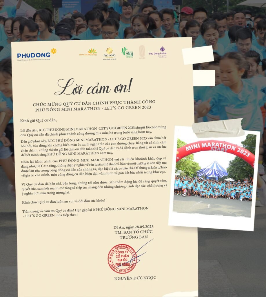 Thư cảm ơn tới Quý cư dân Phú Đông Group